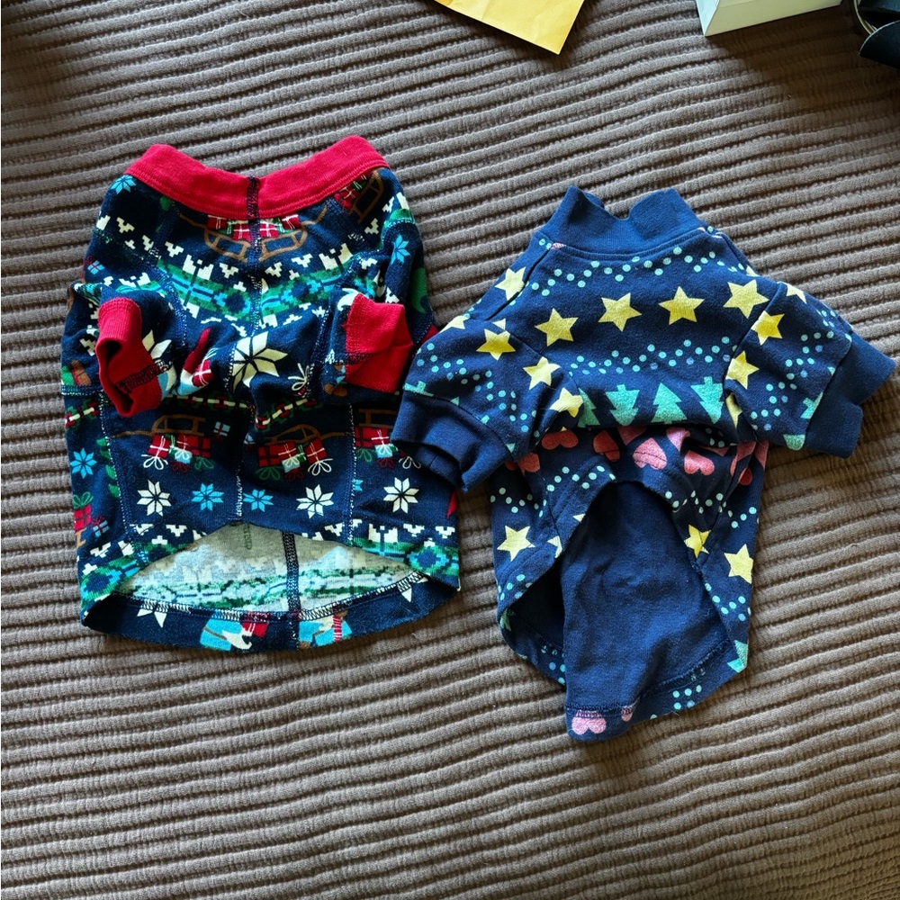 Pair of organic cotton small dog shirts